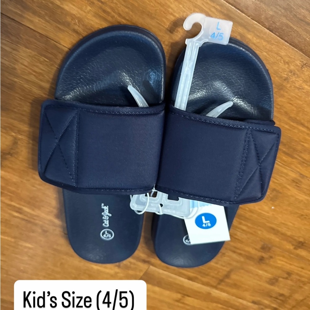 Navy Kids Slide Sandals